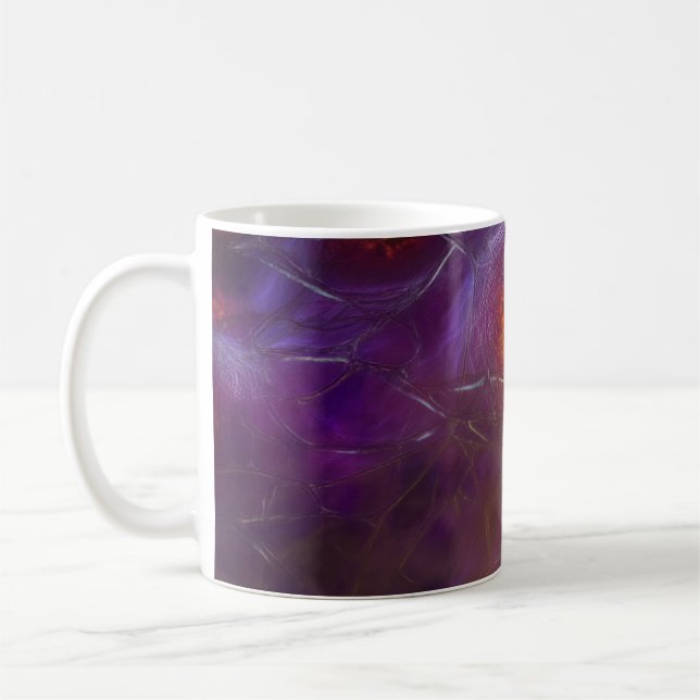 Glowing Cellular Network Abstract Art Coffee Mug (Left)