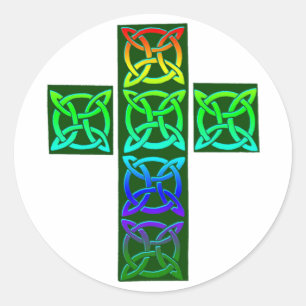 Glowing Celtic Cross Classic Round Sticker