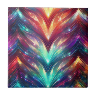 Glowing Chevron Number Three Ceramic Tile