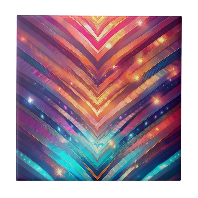 Glowing Chevron Number Two  Ceramic Tile (Front)