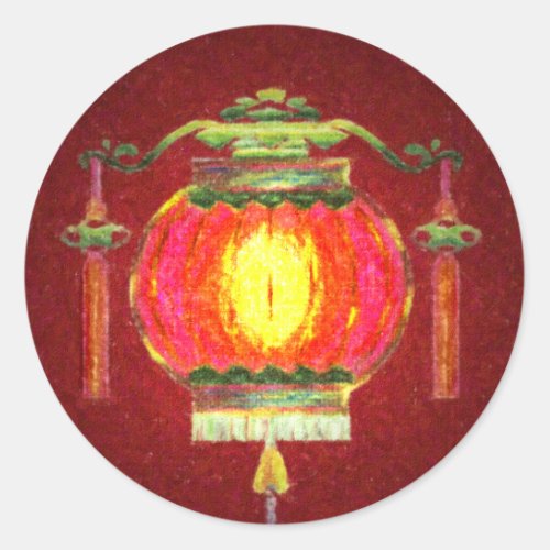 Glowing Chinese Lantern Classic Round Sticker