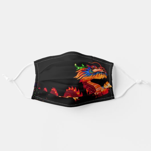 Glowing Chinese Parade Dragon Adult Cloth Face Mask (Front, Unfolded)
