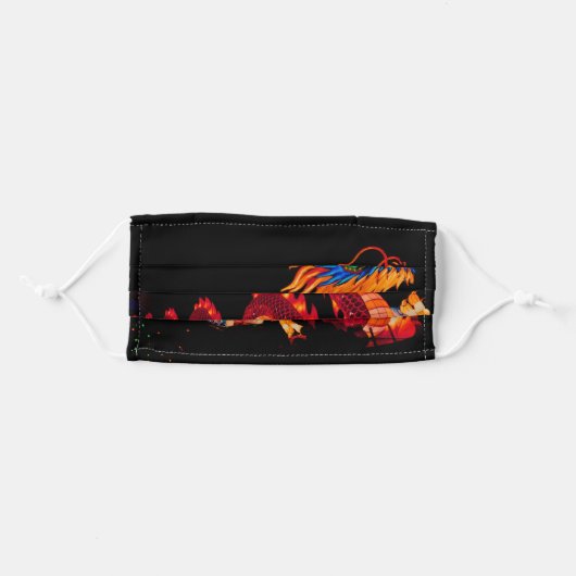 Glowing Chinese Parade Dragon Adult Cloth Face Mask (Front, Folded)