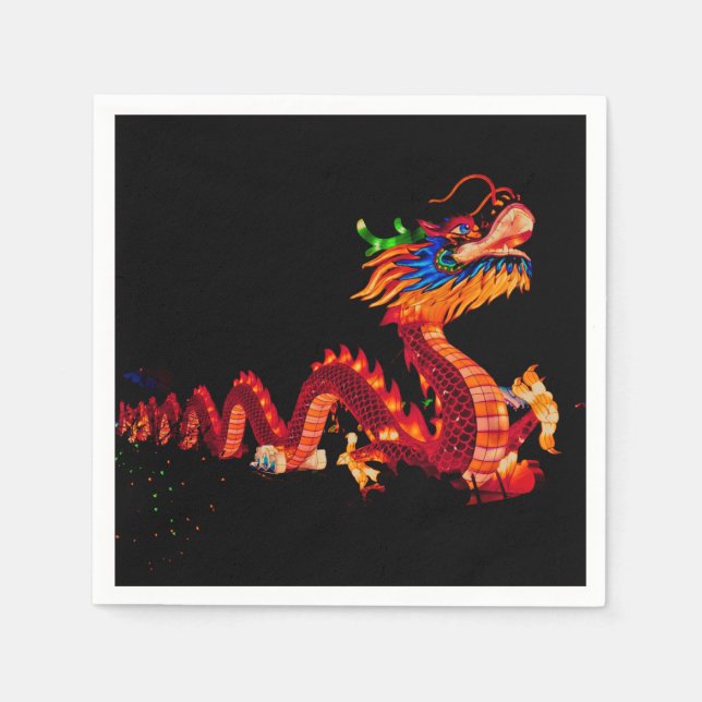 Glowing Chinese Parade Dragon Napkins (Front)