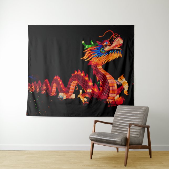 Glowing Chinese Parade Dragon Tapestry (In Situ (Horizontal))