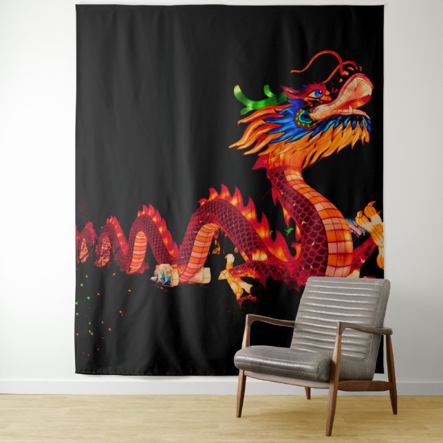 Glowing Chinese Parade Dragon Tapestry (In Situ)