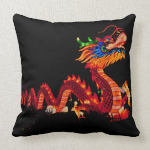 Glowing Chinese Parade Dragon Throw Pillow