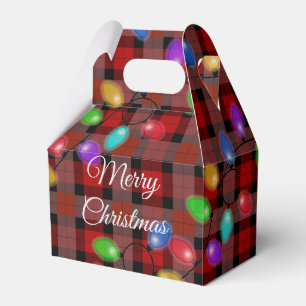 Glowing Christmas Lights And Plaid Favor Boxes