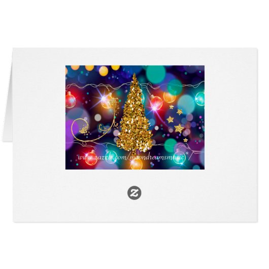 Glowing Christmas Lights Bokeh Golden Tree & Stars (Back Horizontal)
