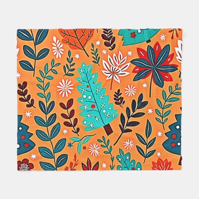 Glowing Christmas Pattern Design Fleece Blanket (Front (Horizontal))