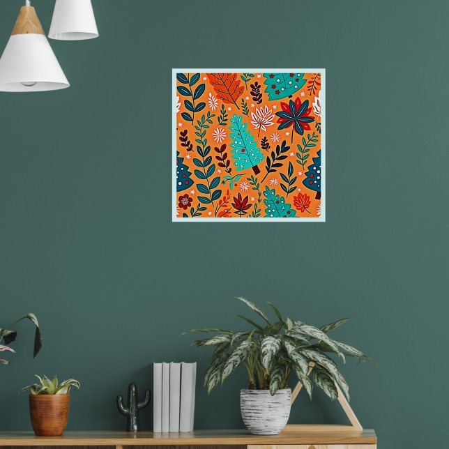 Glowing Christmas Pattern Design Poster (Living Room 1)
