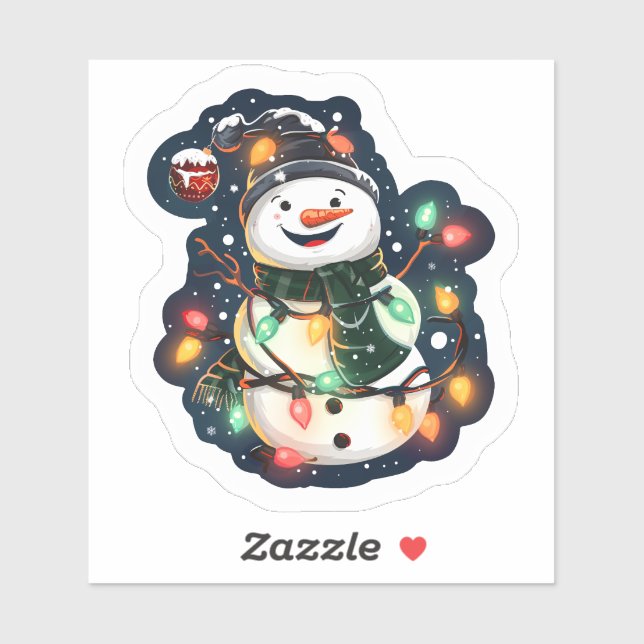 Glowing Christmas Snowman Sticker (Sheet)