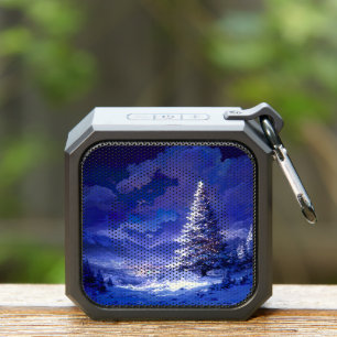 Glowing Christmas Tree Snowy Mountain Landscape Bluetooth Speaker