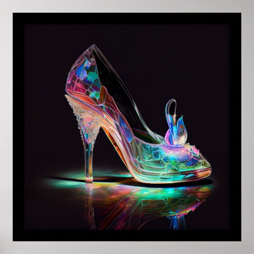 Glowing Cinderella Glass Slipper Poster