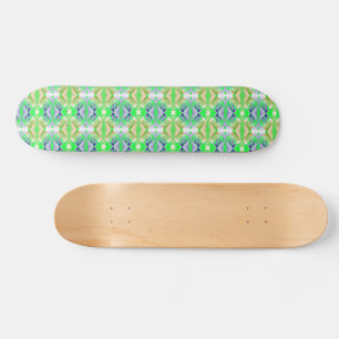 Glowing colorful diamond shapes skateboard