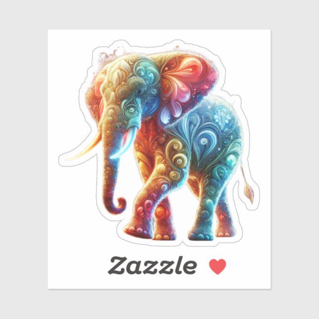 Glowing Colorful Elephant Sticker (Sheet)