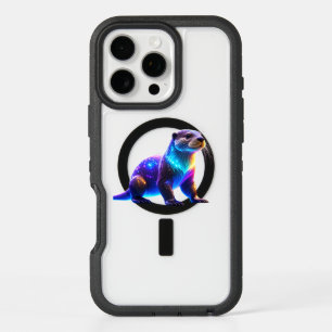 Glowing Colorful Otter Art iPhone 16 Pro Max Case