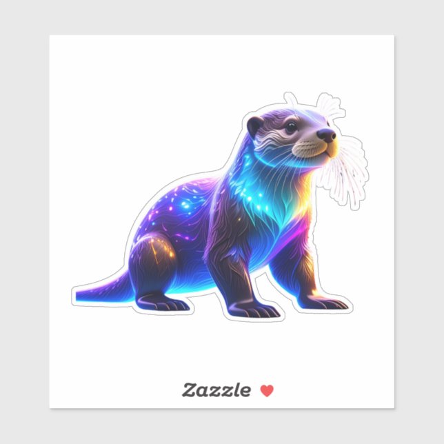 Glowing Colorful Otter Art Sticker (Sheet)