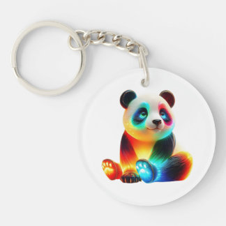 Glowing Colorful Panda Art – Cute Neon Light Panda Keychain