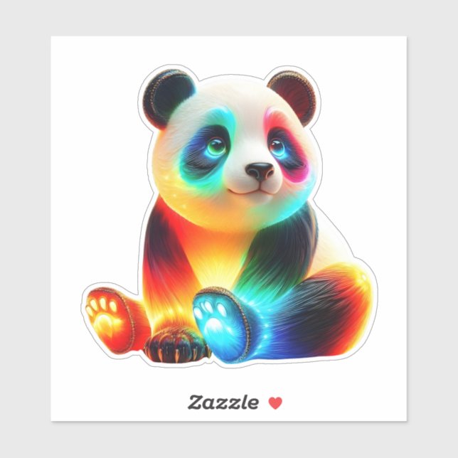 Glowing Colorful Panda Art – Cute Neon Light Panda Sticker (Sheet)