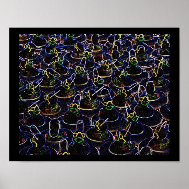 Glowing Cool Rubber Ducks With Shades  Poster (Front)