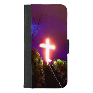 Glowing Cross At Night God Loves iPhone 8/7 Plus Wallet Case