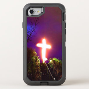 Glowing Cross At Night God Loves OtterBox Defender iPhone SE/8/7 Case