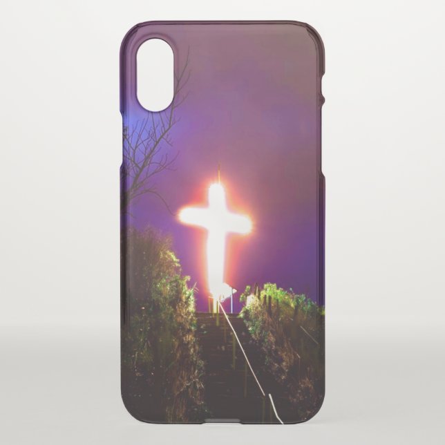 Glowing Cross At Night God Loves Uncommon iPhone Case (Back)