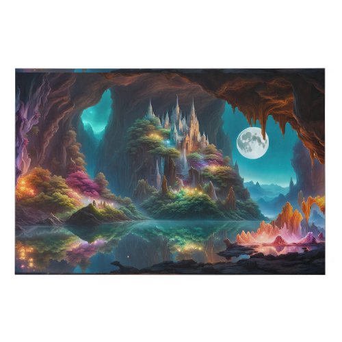 Glowing crystal Cave Faux Canvas Print