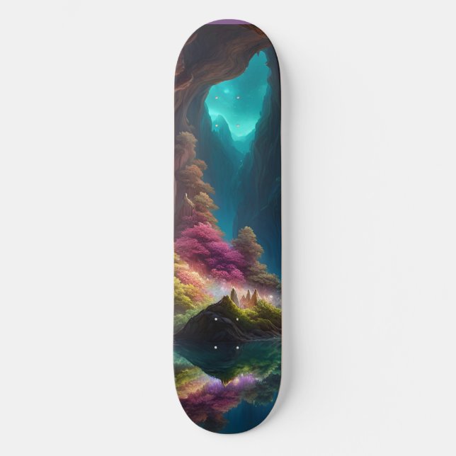 Glowing crystal Cave Skateboard (Front)