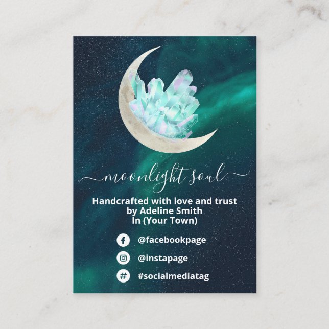 Glowing Crystal Moon Spell Jar Kit Business Card (Front)