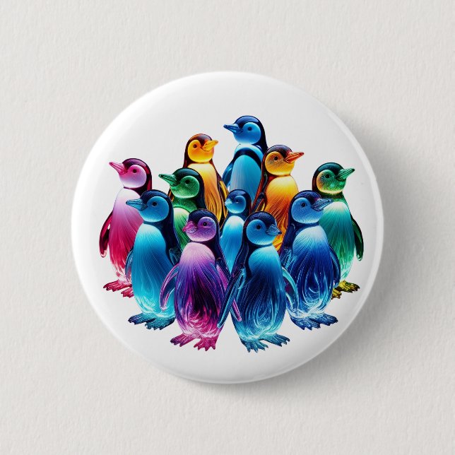Glowing Cute Penguins Button (Front)