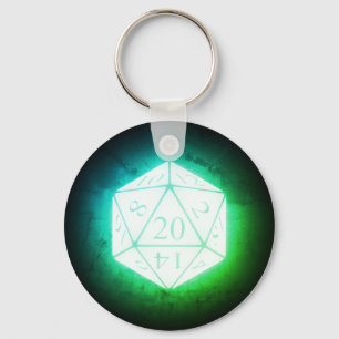 Glowing d20 Greenleaf Keychain