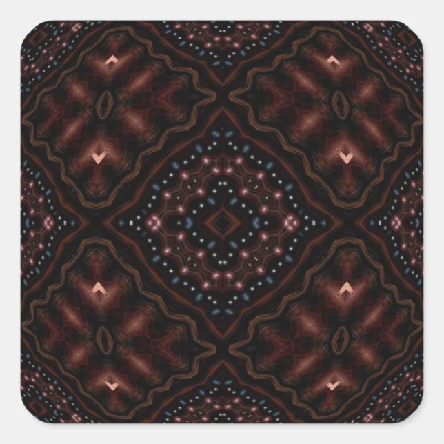 Glowing Darkness Kaleidoscope Mandala Square Sticker (Front)