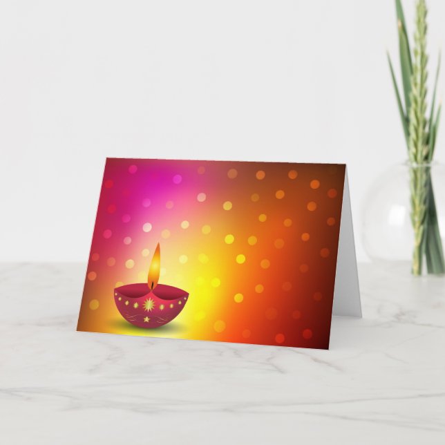Glowing Decorative Diwali Lamp Card (Front)