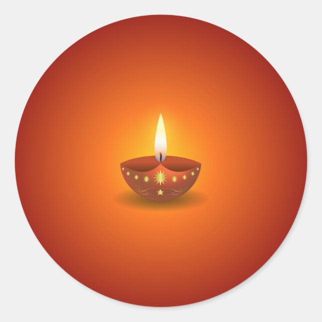 Glowing Diwali Lamp Classic Round Sticker (Front)
