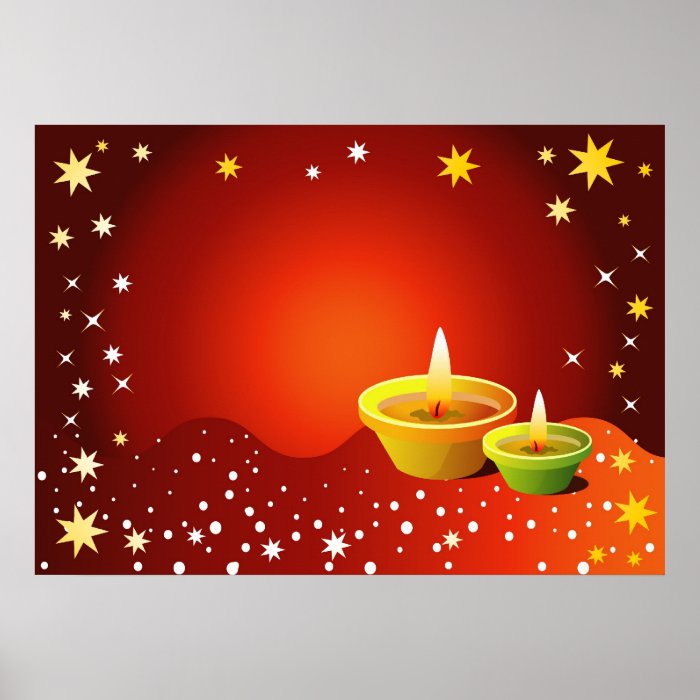 Glowing Diwali Lamps Poster