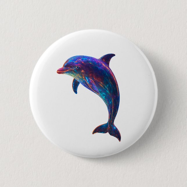 Glowing Dolphin Art  Button (Front)