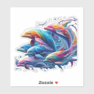 Glowing Dolphin Art Sticker