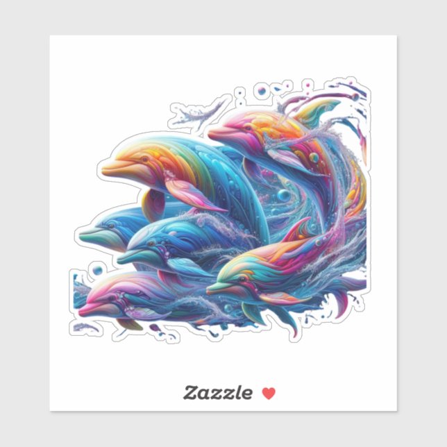 Glowing Dolphin Art Sticker (Sheet)