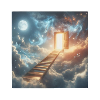 Glowing Doorway Above Midnight Clouds Metal Print