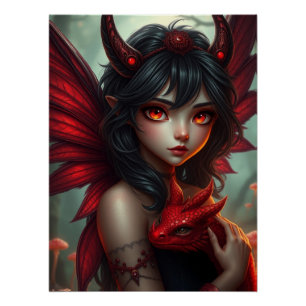 Glowing Dragon Fairy Art Poster