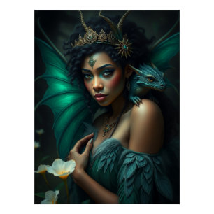 Glowing Dragon Fairy Art Poster
