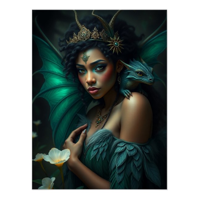 Glowing Dragon Fairy Art  Poster (Front)