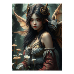 Glowing Dragon Fairy Art Poster