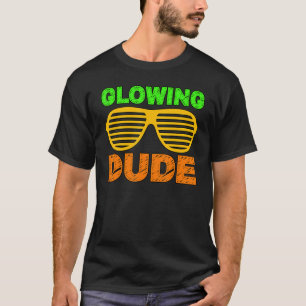 Glowing Dude party 80s vintage retro colourful whi T-Shirt