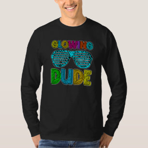 Glowing Dude party 80s vintage retro colourful whi T-Shirt
