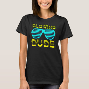 Glowing Dude party 80s vintage retro colourful whi T-Shirt