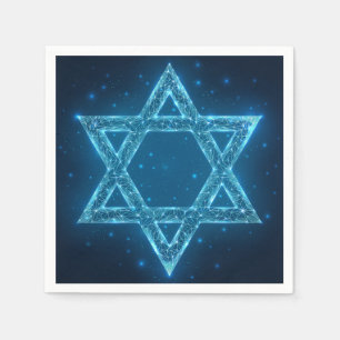 Glowing Electric Star of David Hanukkah Napkins