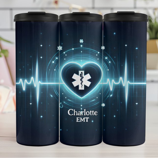 Glowing EMT Heartbeat Symbol Design Thermal Tumbler (Creator Uploaded)